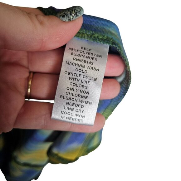 London Times Womens Abstract Multicolor Peacock Cowl Neck Dress 3/4 Sleeve 6 - Picture 4 of 8